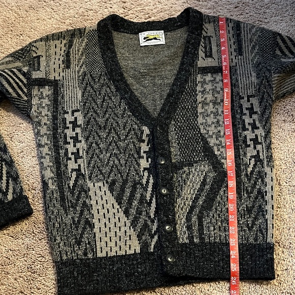 Le Tigre Vintage Beige and Black Geometric Pattern Cardigan Sweater - Picture 5 of 6